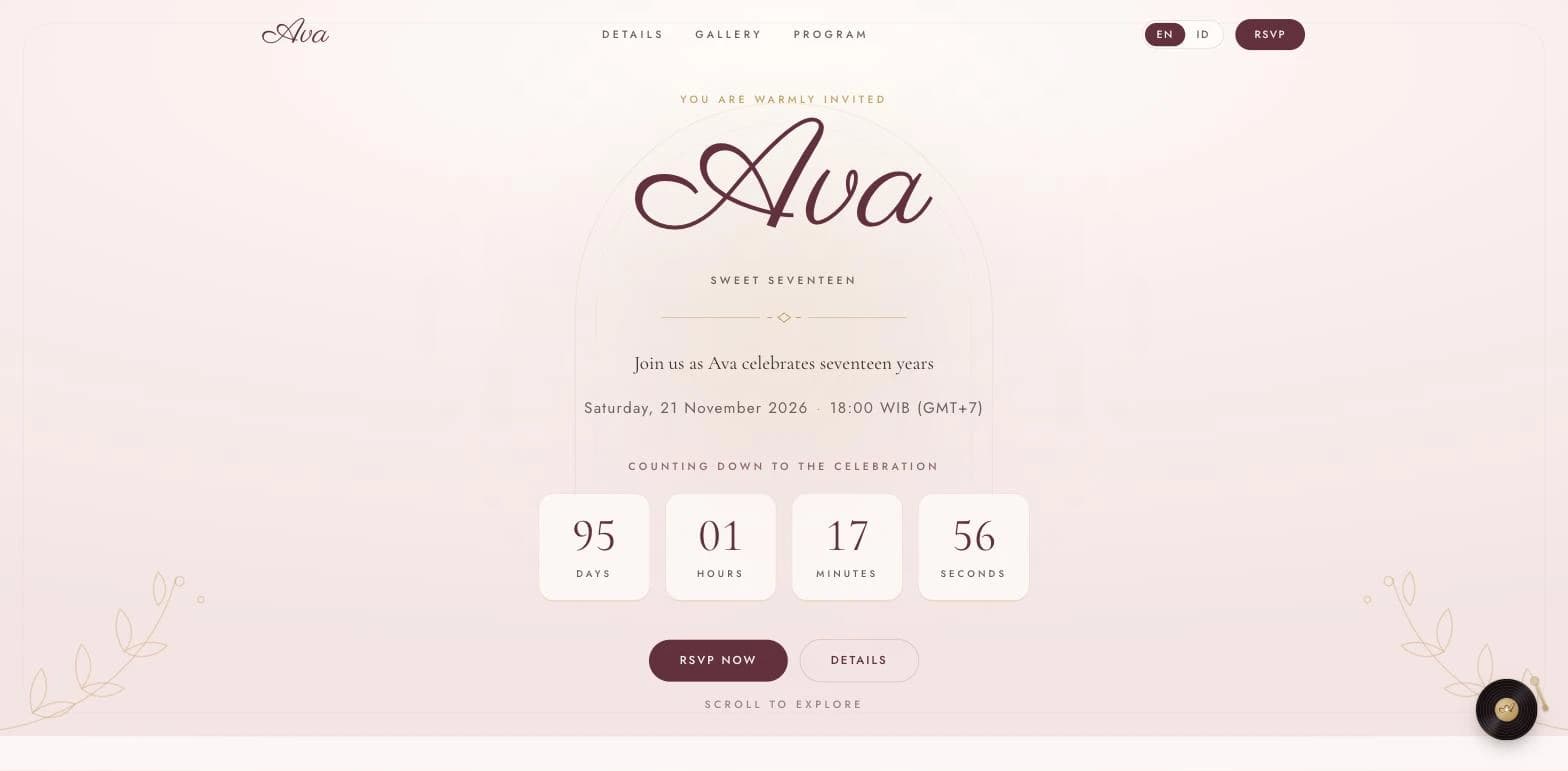 Ava's Sweet Seventeen — The invitation
