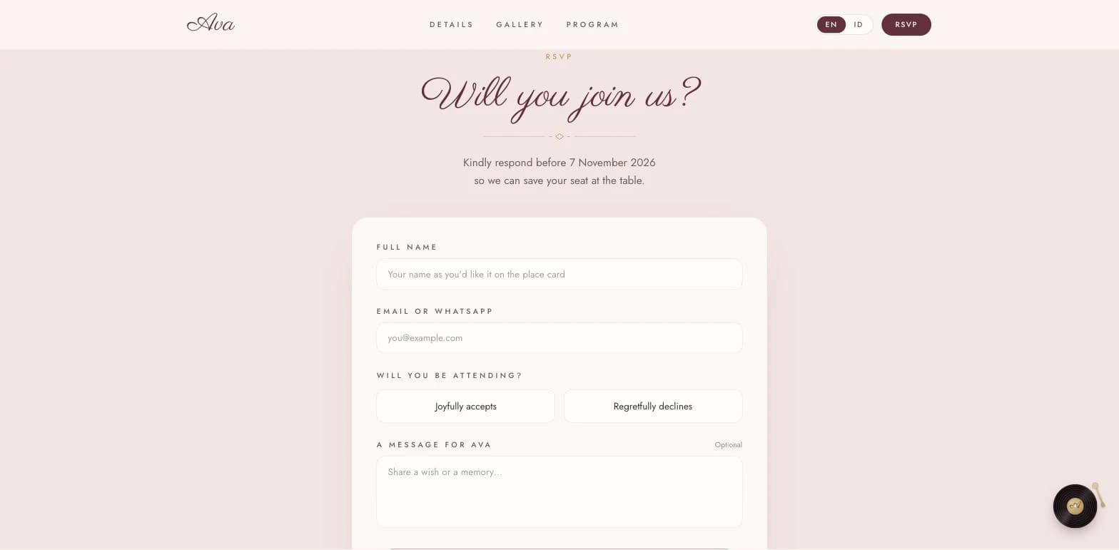Ava's Sweet Seventeen — RSVP